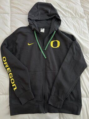 Oregon DUCKS Football TEAM ISSUED Nike Zip Up JACKET with HOOD Men's Medium M